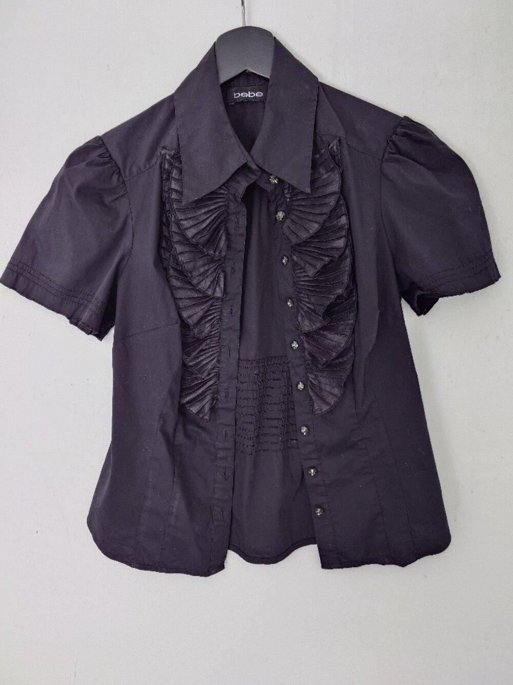 BeBe Black Ruffle Blouse